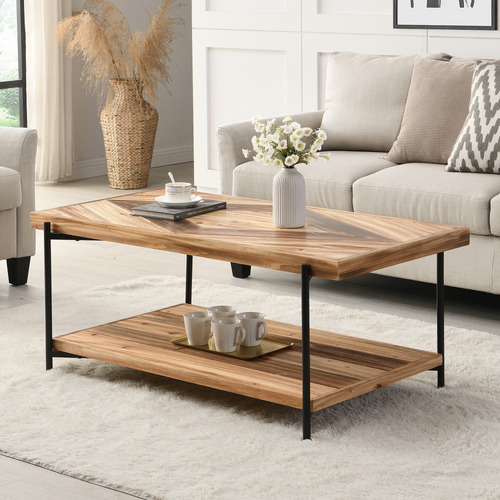 Wood and deals steel coffee table